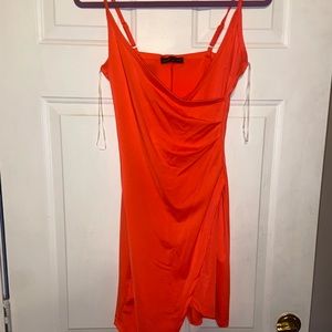 Cute Orange Simple Mini Dress